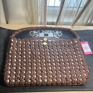 Vince Camuto Chocolate Brown Woven Tote